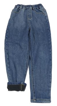 Modré melírované zateplené rifle 