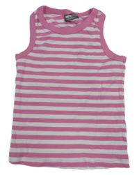 Bílo-růžový pruhovaný žebrovaný crop top 