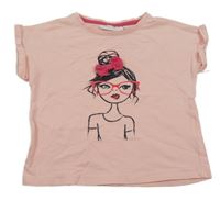 Světlerůžové tričko s dívkou 
