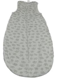 Bílo-šedý zateplený spací pytel s ovečkami 