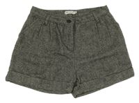 Antracitovo-smetanové vzorované vlněné kraťasy C&A