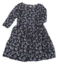 Černo-růžové květované lehké šaty s kapsami H&M