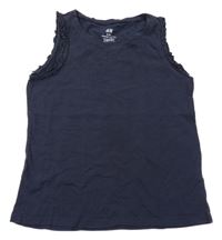 Tmavomodrý top s volánky H&M