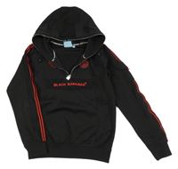 Černá sportovní mikina s nápisem a kapucí 