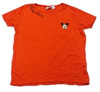 Červené žebrované tričko s Mickeym zn. Primark