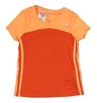 Červeno-neonově oranžové sportovní tričko s logem Adidas