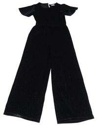 Černý sametový třpytivý culottes overal F&F
