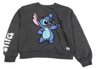 Antracitová crop mikina se Stitchem Primark
