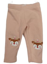 Růžové zateplené legíny se soby C&A