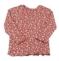 Růžové žebrované květované triko Nutmeg