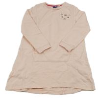 Světlerůžové teplákové šaty s kočičkou Lupilu