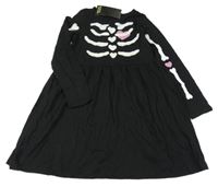 Nové - Černé šaty s kostrou H&M