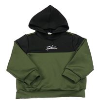 Černo-khaki mikina s nápisem a kapucí Shein