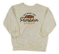 Smetanová mikina s nápisy a dýněmi F&F