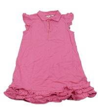 Růžové šaty s volánky a límečkem Blukids