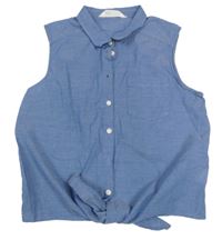 Světlemodrý halenkový propínací crop top H&M