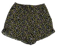 Černo-růžovo-žluté květované kraťasy Primark