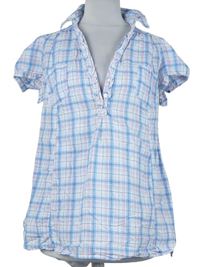 Dámská modro-bílo-růžová kostkovaná těhotenská halenka H&M