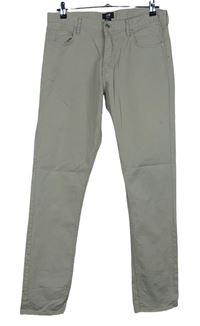 Pánské béžové plátěné slim fit kalhoty H&M vel. 34