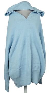 Dámský světlemodrý oversized svetr s kapucí Zara 