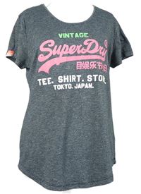 Dámské tmavomodré melírované tričko s logem Superdry 