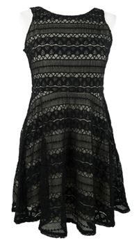 Dámské černo-smetanové krajkové šaty River Island 