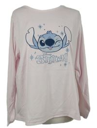 Dámské světlerůžové sametové triko se Stitchem Disney 