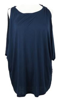 Dámské tmavomodré volné tričko s průstřihy na ramenou Bodyflirt 