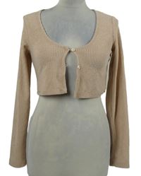 Dámské starorůžové žebrované propínací úpletové crop triko Bershka 