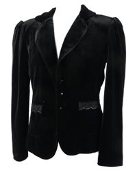 Nové - Dámské černé sametové sako s krajkou Jares Ross 