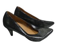 Dámsé černo-stříbrné lodičky na podpatku TU vel. 39