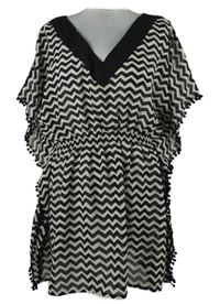 Dámská černo-smetanová pruhovaná šifonová plážová tunika Esmara 