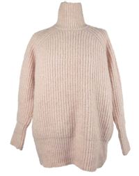 Dámský světlerůžový svetrový vlněný rolák 