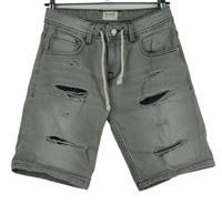 Pánské šedé riflové kraťasy s prošoupáním Pull&Bear vel. 30