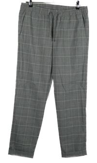 Pánské šedé kostkované slim fit kalhoty H&M