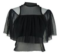 Dámská černá tylová puntíkovaná crop halenka s průstřihy Tally Weijl 