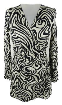 Dámská černo-béžová vzorovaná halenková tunika H&M