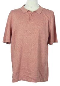 Pánské cihlové melírované pletené tričko s límečkem 