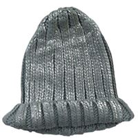 Dámská šedo-stříbrná pletená čepice 