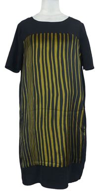 Dámské černo-olivové pruhované šaty Jasper Conran 