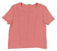 Růžové žebrované crop tričko zn. H&M