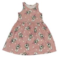 Růžové puntíkaté bavlněné šaty s králíčky H&M
