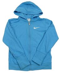 Azurová propínací mikina s logem a kapucí Nike