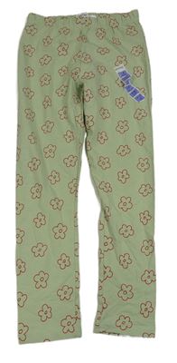 Khaki květinové legíny Regtag