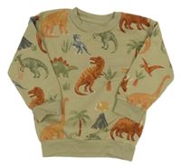 Khaki mikina s dinosaury Nutmeg