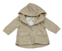 Nové- Béžová pruhovaná nepromokavá jarní bunda s kapucí Primark