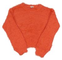 Neonově oranžový crop svetr River Island