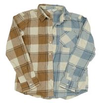 Hnědo-bílo-modrá kostkovaná košile H&M