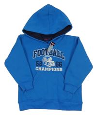 Nové - Modrá mikina s nápisem a kapucí 