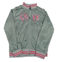 Šedá sportovní propínací mikina s nápisem 